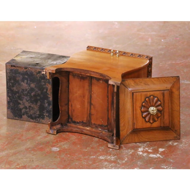 19th Century French Walnut Coal Scuttle With Brass Mounts and Zinc Liner For Sale - Image 16 of 16