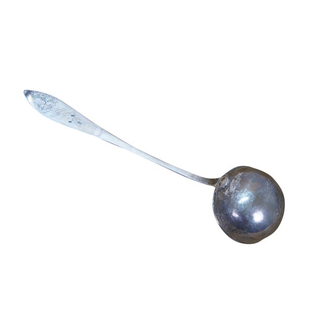 Traditional Antique 1825 English Georgian Regency Silver Soup Serving Spoon Ladle 205g 14" For Sale - Image 3 of 13