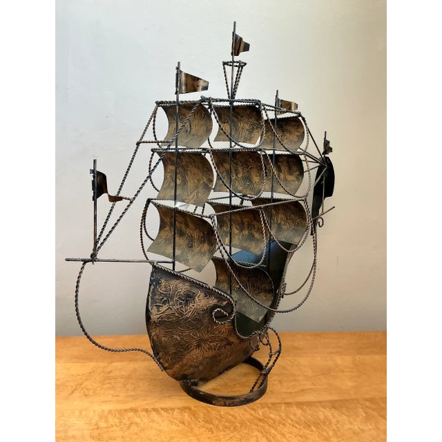 Mid 20th Century Vintage Monumental Iron Nautical Ship Lamp For Sale - Image 5 of 12