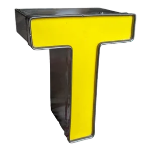 Mid Century Modern Metal and Acrylic Yellow Marquee Letter T