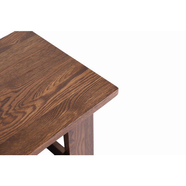 Wood Mission Solid Oak Square End Table With Cut Outs - Walnut (W1) For Sale - Image 7 of 8
