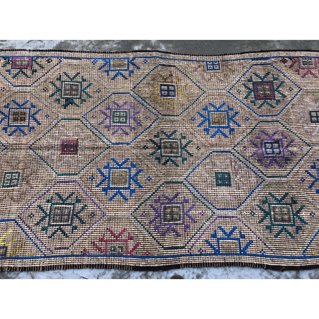 Textile 1960s Vintage Turkish Handwoven Area Rug - 4′1″ × 10′ For Sale - Image 7 of 10