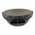 19th C. Antique Blue Spongeware Stoneware Bowl W/ Wire Bale Wooden Handle For Sale