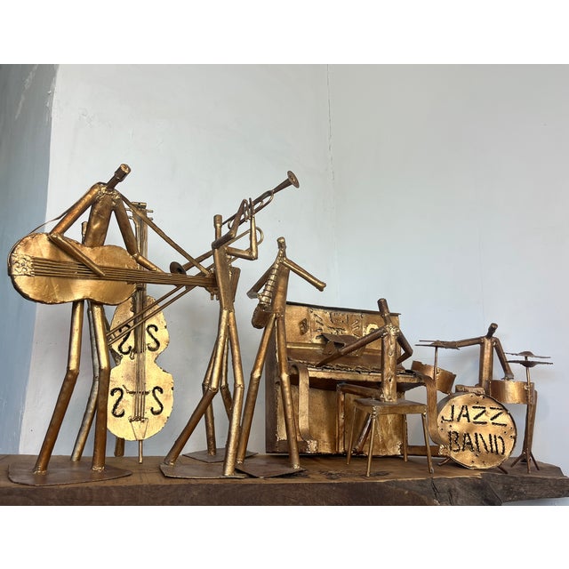Large Handcrafted Metal Folk Art Sculptures of a Jazz Band, 1960s, Set of 6 For Sale - Image 11 of 18