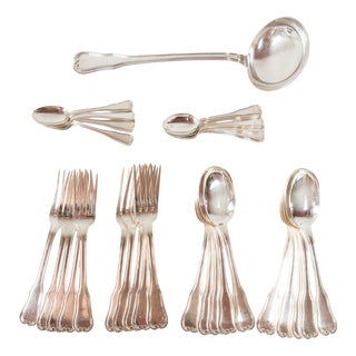 Antique French Flatware Service by Ravinet Denfert, 1940s, Set of 31 For Sale