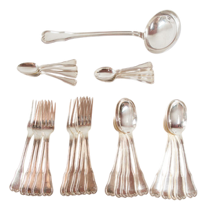 Antique French Flatware Service by Ravinet Denfert, 1940s, Set of 31
