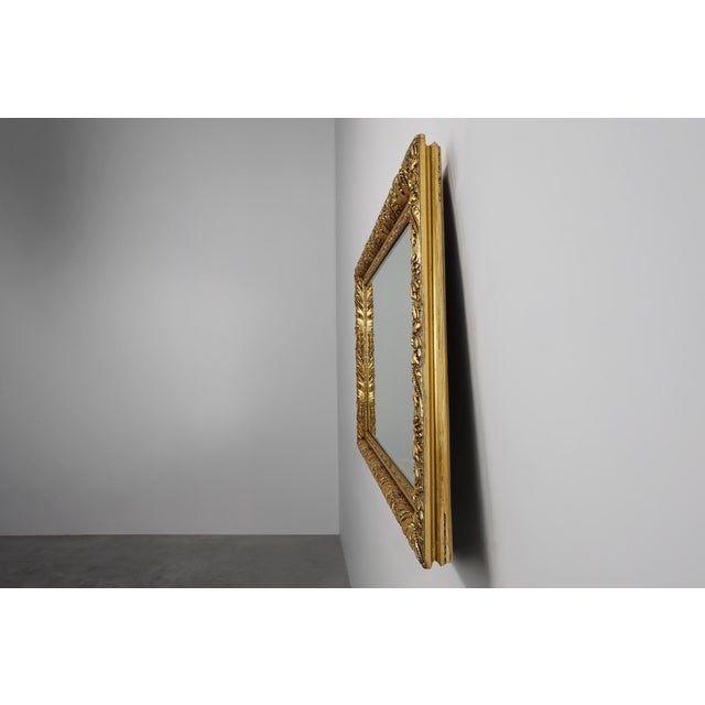 Gold Large Baroque French Rustic Oak Wall Mirror, 1850s For Sale - Image 8 of 11