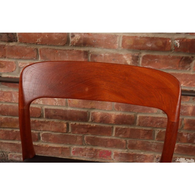 Set of Eight Danish Teak and Leather Niels O Møller Dining Chairs Models 75 & 56 For Sale - Image 12 of 18