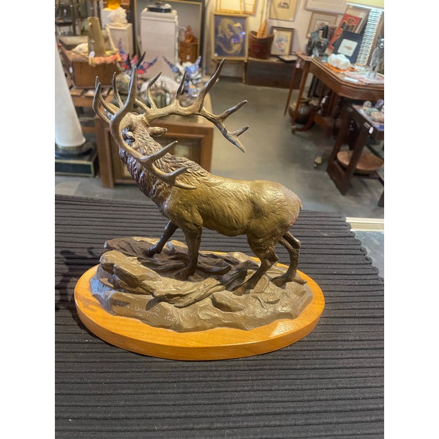 1980s Original Bronze Elk by Clark Bronson Entitled “Wapiti” 11/75 For Sale - Image 4 of 11