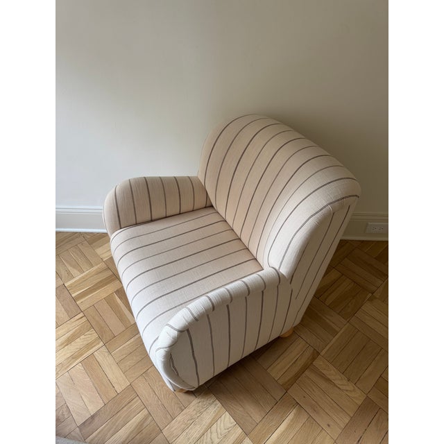 Lounge Linen Accent Chair For Sale - Image 4 of 6