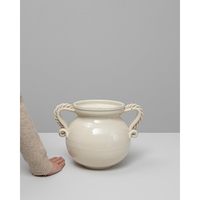 20th Century Italian White Ceramic Vase With Handles For Sale - Image 18 of 18