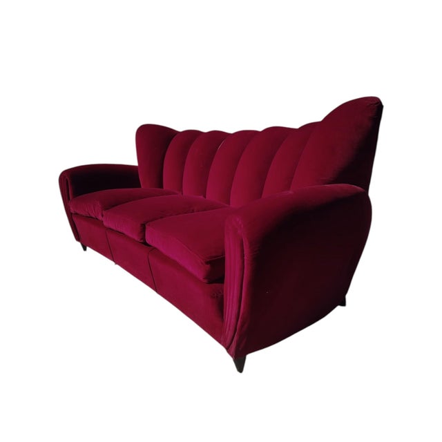 Mid-Century Modern 3-Seater Sofa and Armchairs in Velvet attributed to Guglielmo Ulrich, 1950s, Set of 3 For Sale - Image 3 of 15