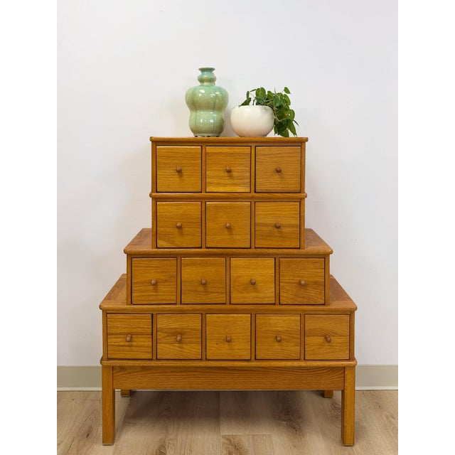 Handmade Vintage Tiered Apothecary Cabinet Fifteen Drawers Antique Style For Sale - Image 4 of 15
