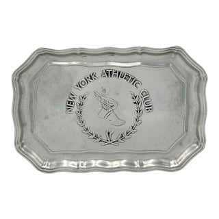 Vintage New York Athletic Club Winged Foot Platter Pewter For Sale