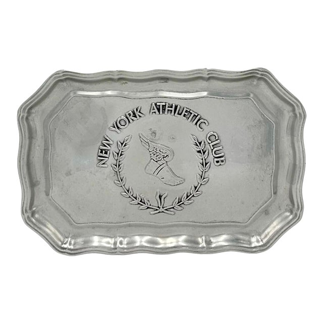 Vintage New York Athletic Club Winged Foot Platter Pewter For Sale