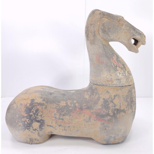Mid Century Chinese Han Dynasty Style Pottery Mingqi Horse Figure For Sale - Image 4 of 8