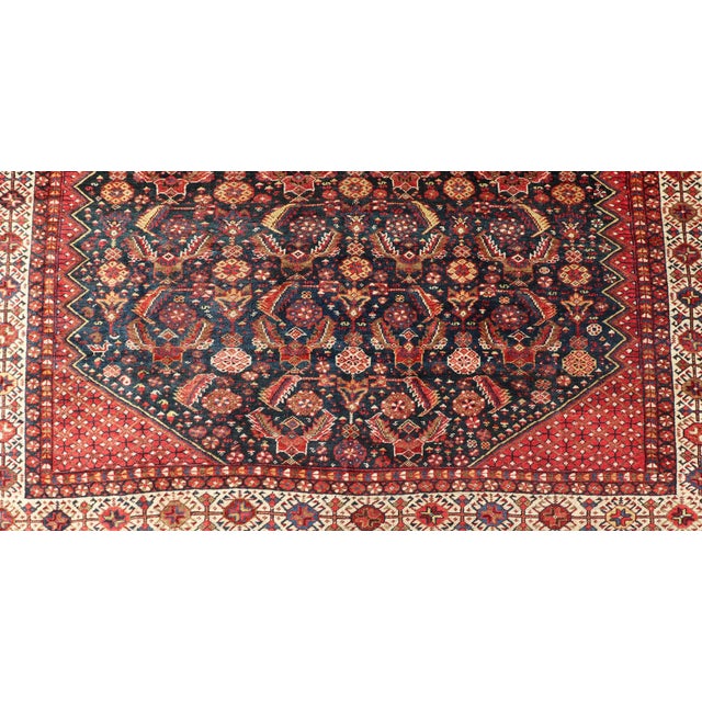Textile 19th Century Antique Persian Qashqai Rug 6' X 9'3" For Sale - Image 7 of 13
