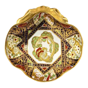 Antique Early 19th Century English Regency John Rose Coalport Porcelain Dessert Bowl with Dragon in Chinese Imari