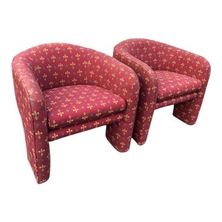 Pair of 1980s Modular Three-Legged Club Chairs For Sale