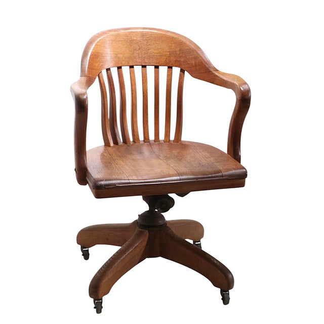 Vintage Bank of England Jury Style Swivel Tilt Office Desk Chair by Marcy- Morris For Sale In New York - Image 6 of 17