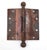 This antique Victorian door hinge is made of copper plated cast iron with ball tips, three knuckles, and a template hole...