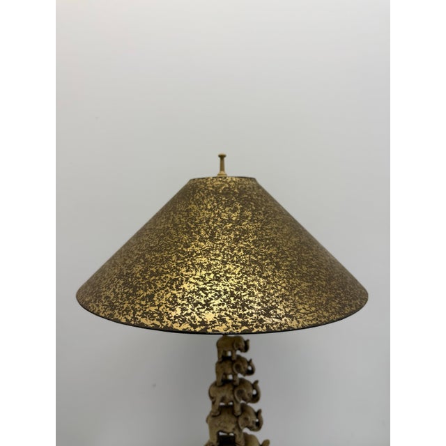 Pair of Vintage Elephant Table Lamps With Pagoda Shades For Sale - Image 10 of 12