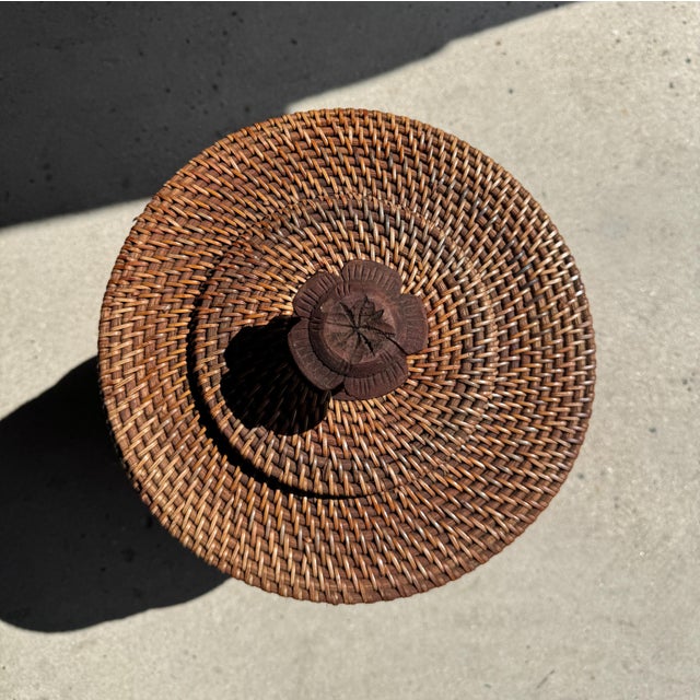 Large Indonesian Wicker Fishing Basket with Lid For Sale - Image 17 of 18