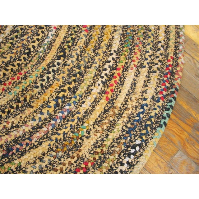 Early 20th Century 1930s Soft Colorful Abstract Antique American Braided Rug 6'3" X 9' Cotton Wool Carpet For Sale - Image 5 of 6
