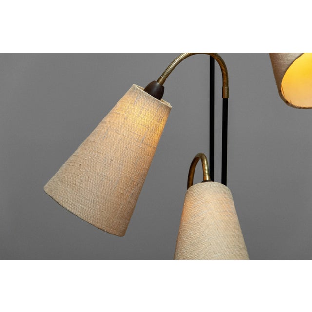 Swedish Floor Lamp with Jute Fabric Shades by Svend Aage Holm-Sørensen, 1950s For Sale - Image 4 of 10