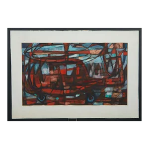 Mid Century Modern Abstract Pastel by James Tucker 1958