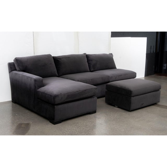 Contemporary Modern Dark Velvet Upholstered Modular Sofa For Sale - Image 3 of 14