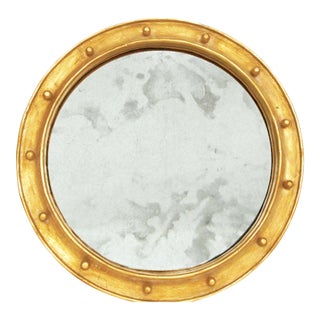 Matthew Izzo Home Federal Gold Leaf Round Wall Mirror 28" For Sale