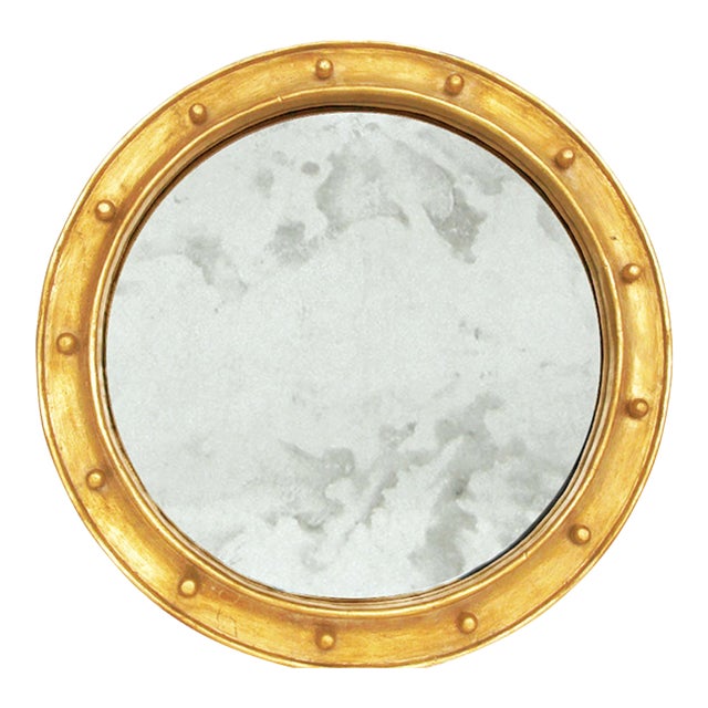 Matthew Izzo Home Federal Gold Leaf Round Wall Mirror 28" For Sale