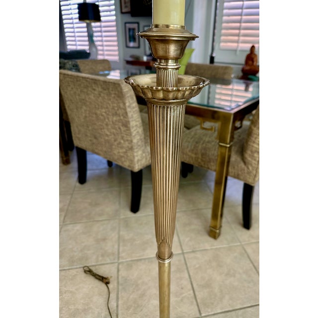 Vintage French Directoire Style Solid Brass & Marble Floor Lamp For Sale - Image 14 of 16