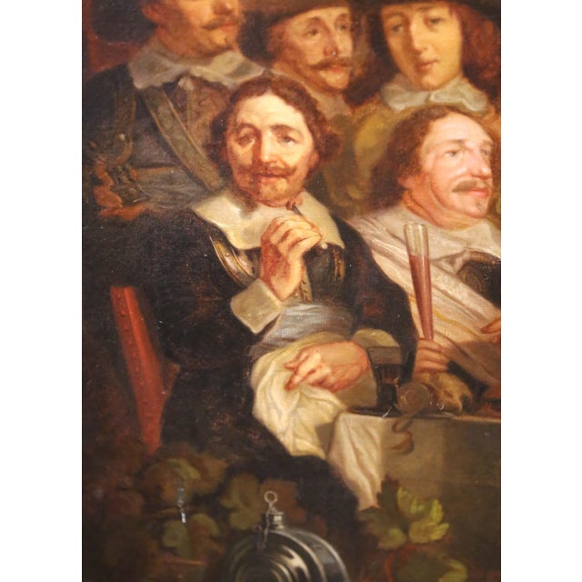 19th Century Dutch School Banquet Scene Oil Painting After Van Der Helst For Sale - Image 14 of 15
