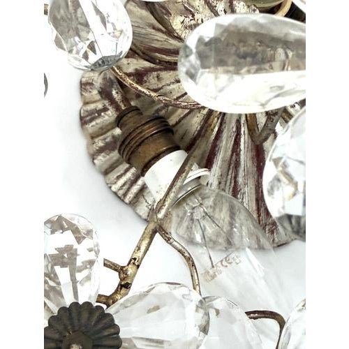 Silver Filigree Flush Mount with Crystal Flowers from Maison Baguès, France, 1920s For Sale - Image 8 of 18