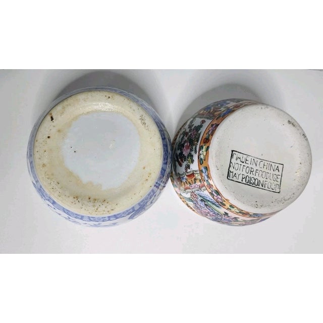 Vintage Chinoiserie Oriental Porcelain Planter Pots-Set of 2 For Sale In Orlando - Image 6 of 6