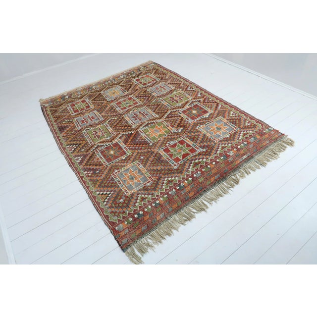 Textile Vintage Turkish Kilim Rug- 6′8″ × 8′5″ For Sale - Image 7 of 13