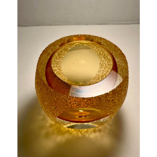 Mid-Century Modern Set of 2 MCM Murano Sommerso Style Votive Candle Holders Geode Sugared Glass For Sale - Image 3 of 10