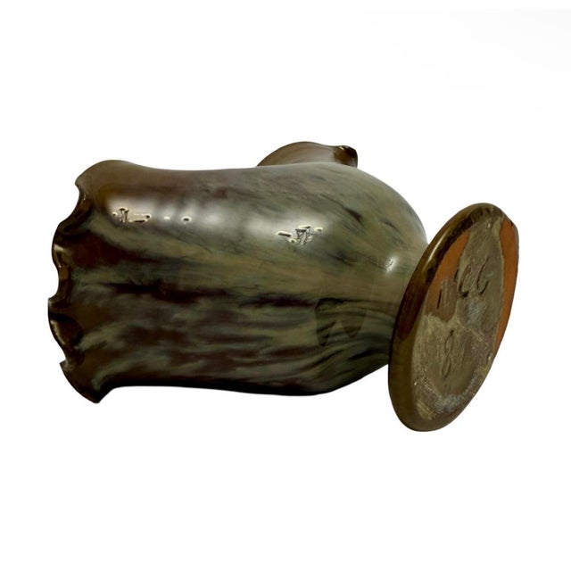 VTG Jb Cole Pottery Brown Ruffle Basket Vase Signed Nell Cole Graves 89 (E-6). For Sale In Atlanta - Image 6 of 9