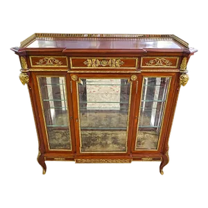 19th Century French Louis XVI Style Mahogany Bronze Mounted Cabinet Vitrine