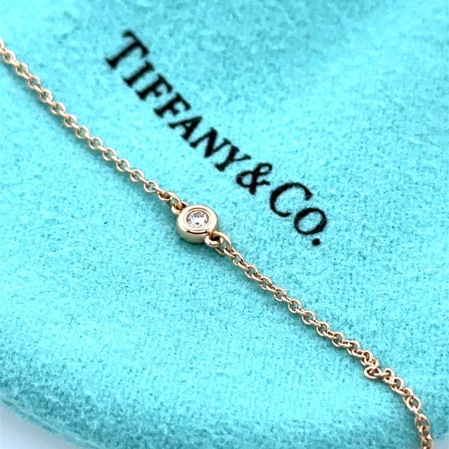 Tiffany & Co. 18ct Rose Gold Elsa Peretti Diamonds by the Yard Bracelet 0.07ct 1.3g For Sale - Image 6 of 7