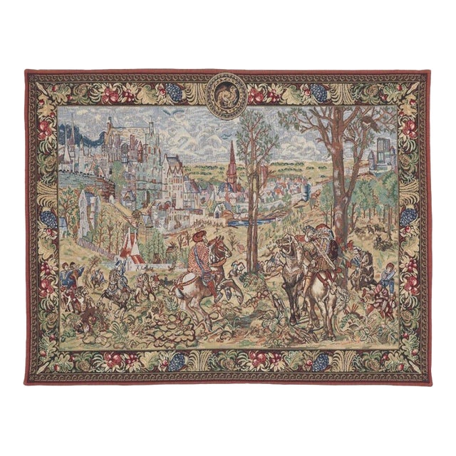 Old Brussels Tapestry - 84 X 109 Cm (2'9" X 3'7") - Requires Rod Size 3 For Sale