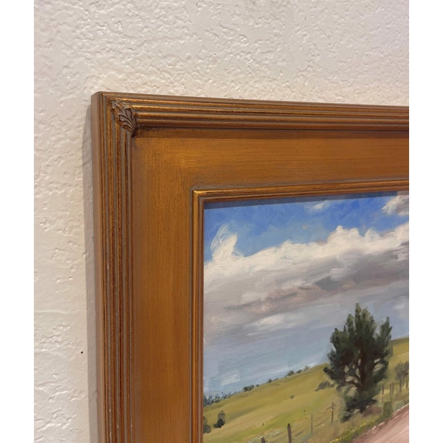 Contemporary The Long Road by Michael DeVore | Oil on Board Landscape with a dirt road and fields For Sale - Image 3 of 4