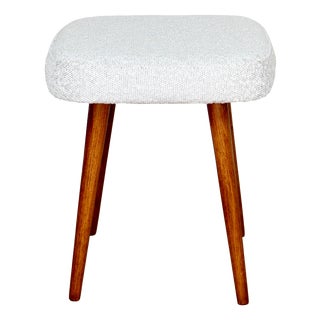 Vintage White-Cream Square Stool in Ivory, 1970s For Sale