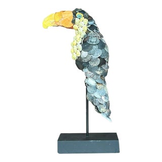 Vintage Coastal Shell Encrusted Toucan For Sale