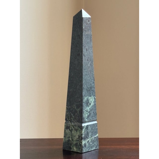 16' Neoclassical Style Dark Green Marble Obelisk For Sale In Baltimore - Image 6 of 17