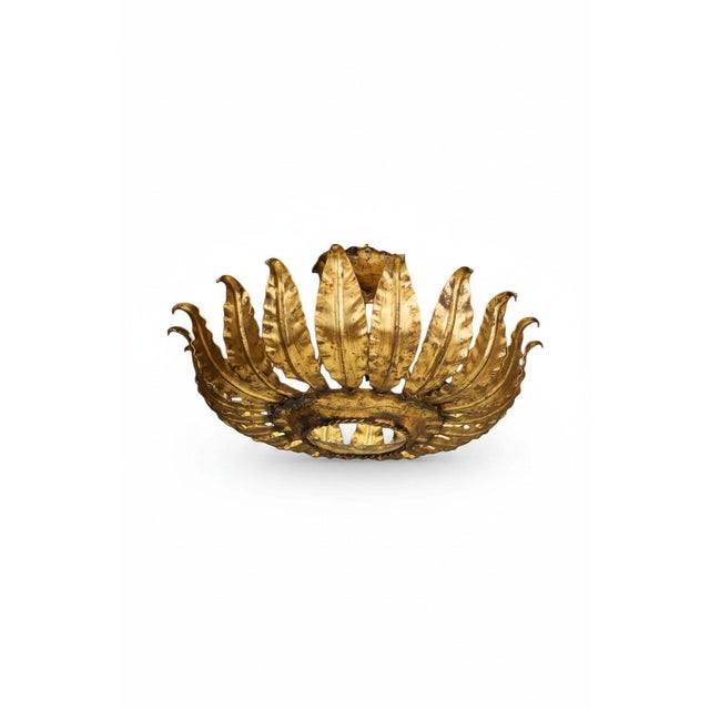 Mid-Century Spanish Sunburst Ceiling Light in Gilt Iron, c.1950s by Unknown for Unknown For Sale - Image 17 of 17