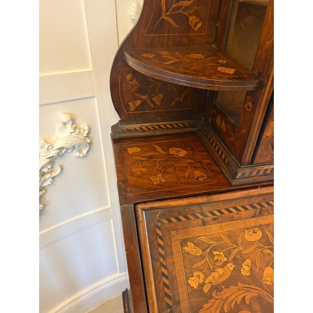Antique Dutch Marquetry Walnut Bureau Bookcase, 1780 For Sale - Image 14 of 18