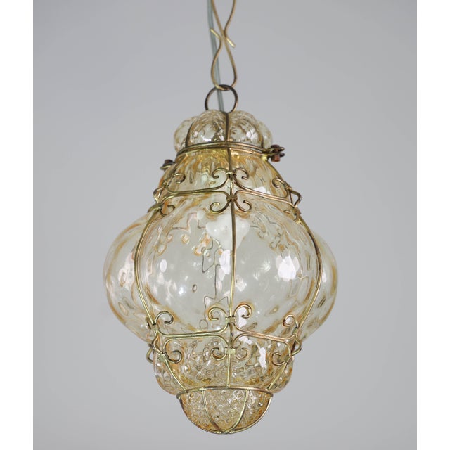Art Deco 1950s Wonderful Amber Vintage Venetian Lantern, Seguso Murano Glass For Sale - Image 3 of 14